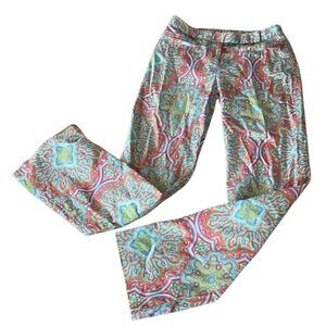 Trina Turk Colorful Paisley Cotton Ankle Pants Women’s 2 Mid Rise